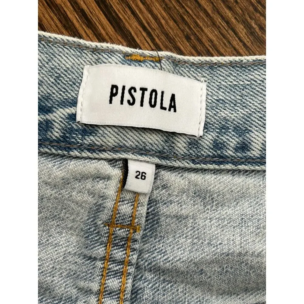 Pistola Womens Blue Light Wash High Rise Distressed Denim Straight Jeans Size 26